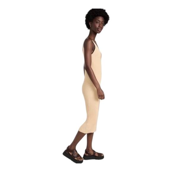 Staud Knit Ribbed Dana Dress in Fennel Multi Brown Beige Small - Picture 7 of 10